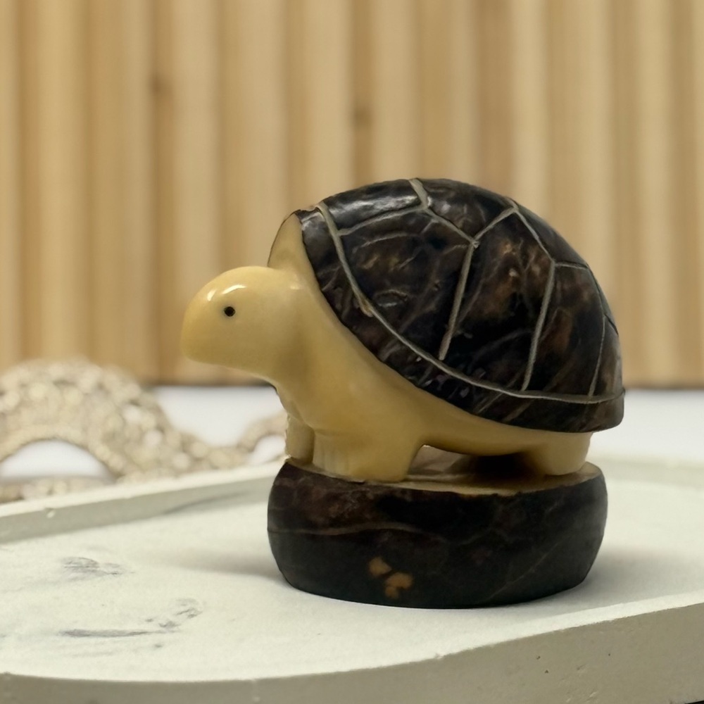 Brown and Cream Turtle Figurine
